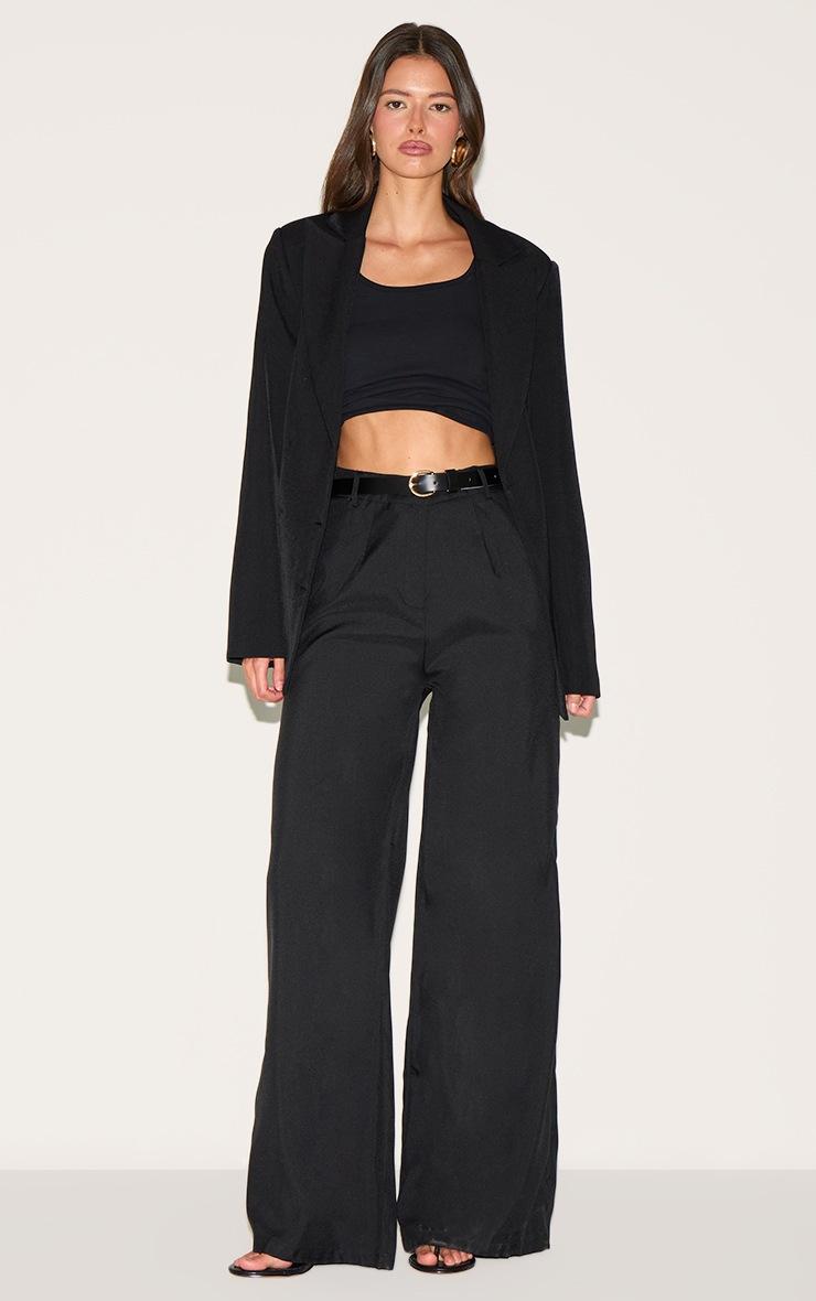 Pretty Little Thing Black Woven Tailored High Waist Wide Leg Pants