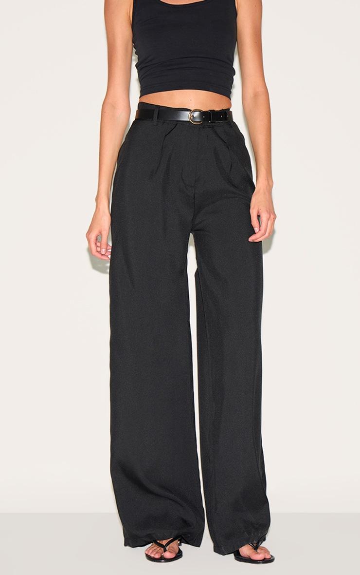 Pretty Little Thing Black Woven Tailored High Waist Wide Leg Pants