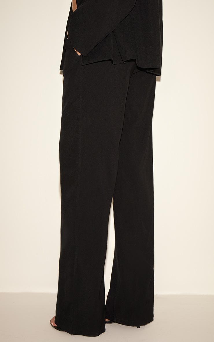 Pretty Little Thing Black Woven Tailored Mid Rise Straight Leg Pants