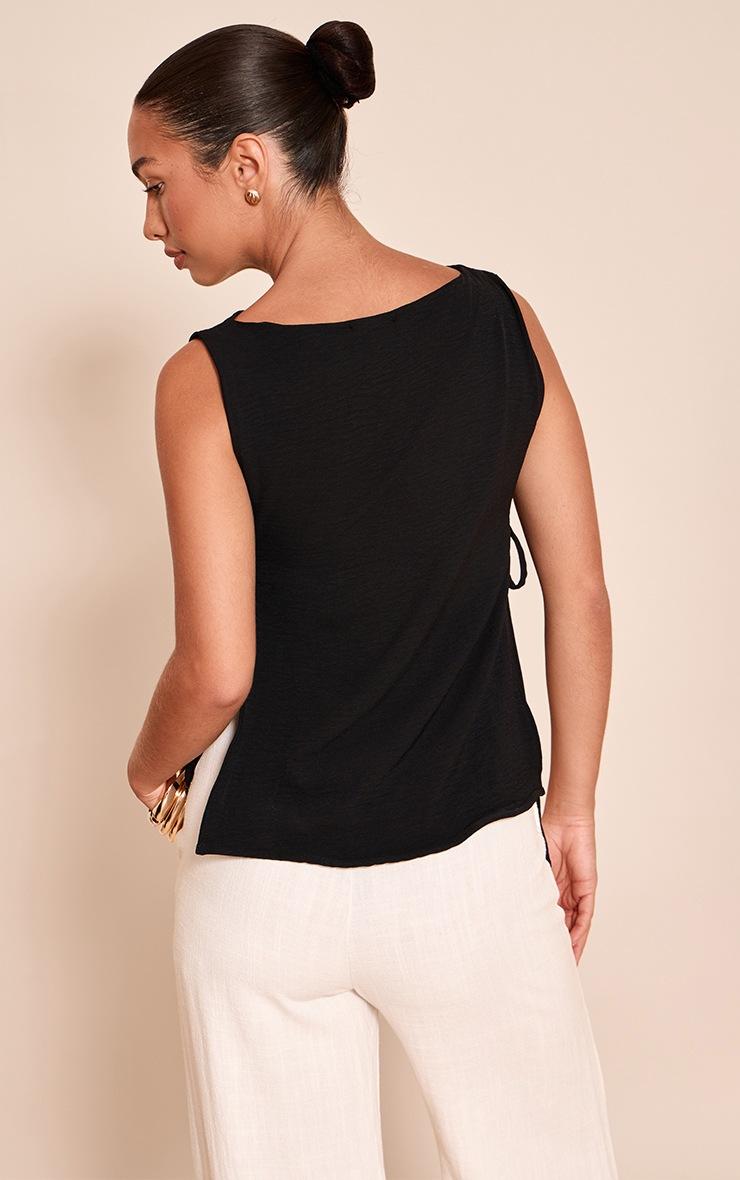Pretty Little Thing Black Woven Tie Side Detail Long Top