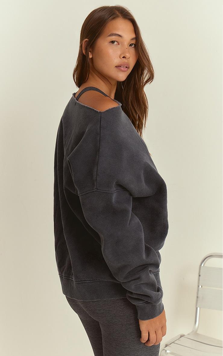 Pretty Little Thing Blue Acid Wash Oversized Off Shoulder Sweatshirt