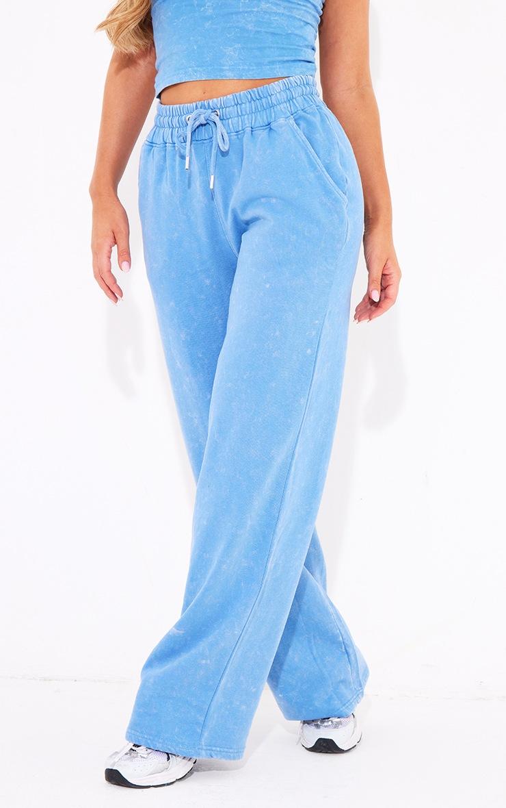 Pretty Little Thing Blue Washed Wide Leg Sweatpants