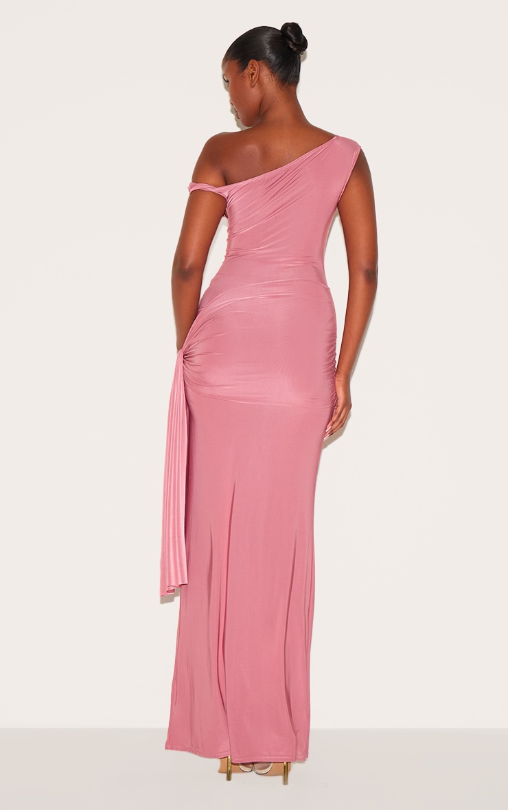 Pretty Little Thing Blush Rose Slinky Off Shoulder Wrap Detail Maxi Dress