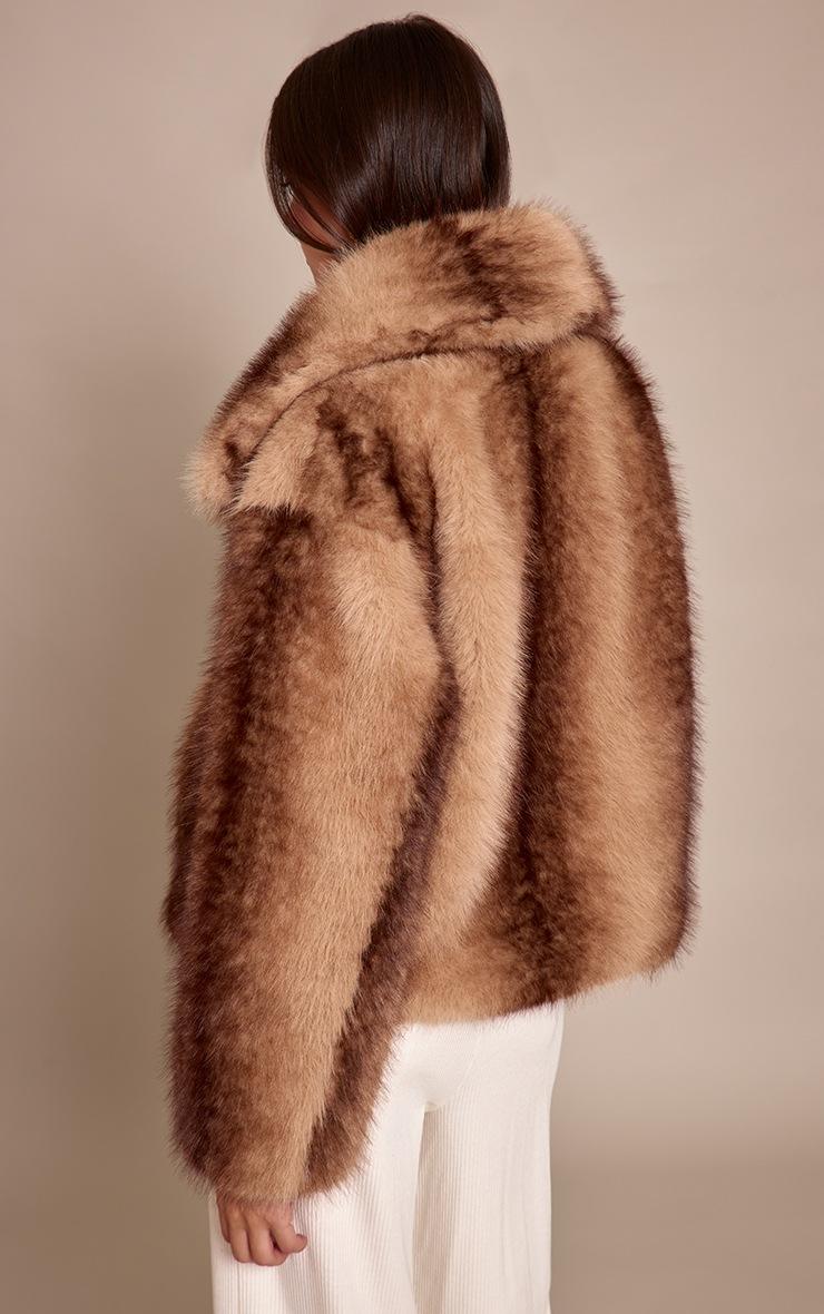 Pretty Little Thing Brown Faux Fur Short Shawl Collar Coat