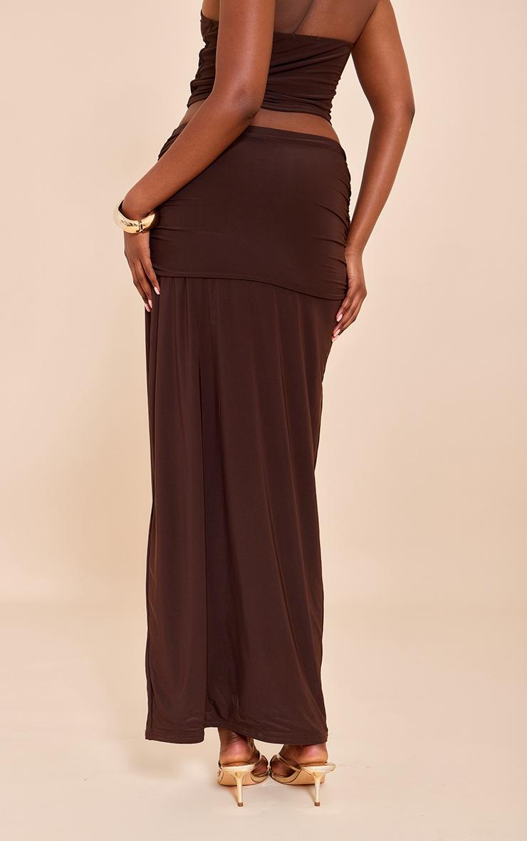 Pretty Little Thing Brown Ruched Detail Flowy Maxi Skirt