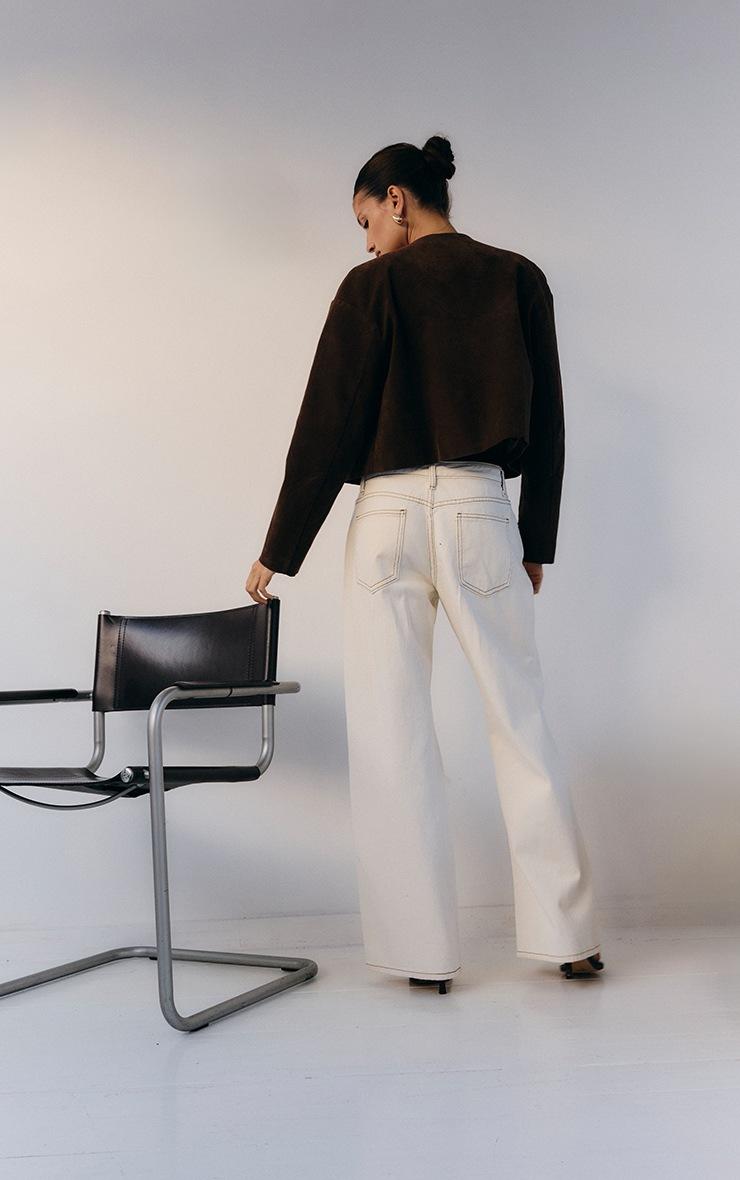 Pretty Little Thing Brown Suede Look Boxy Button Up Jacket