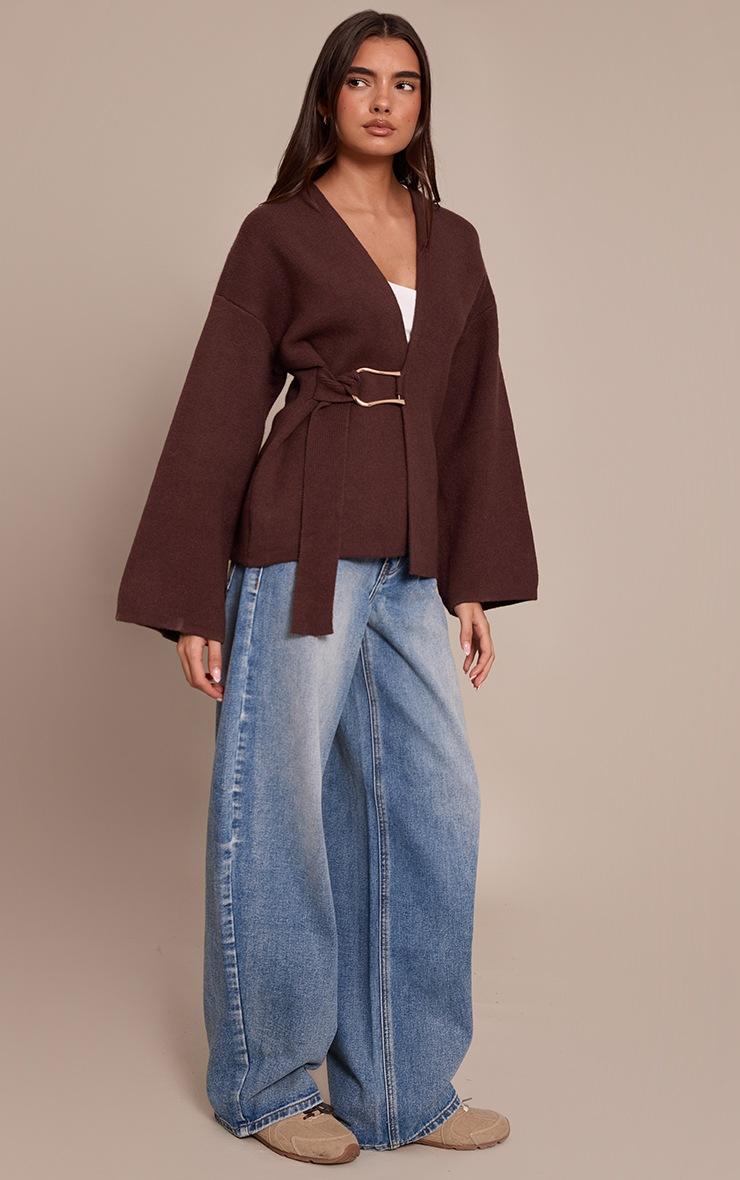 Pretty Little Thing Brown Trim Detail Wrap Style Cardigan