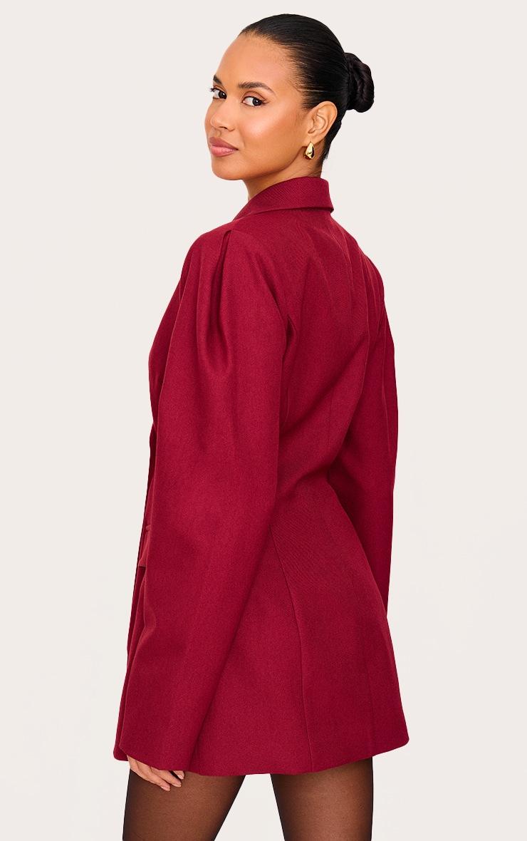 Pretty Little Thing Burgundy Drop Shoulder Cinch Waist Extreme Oversized Blazer