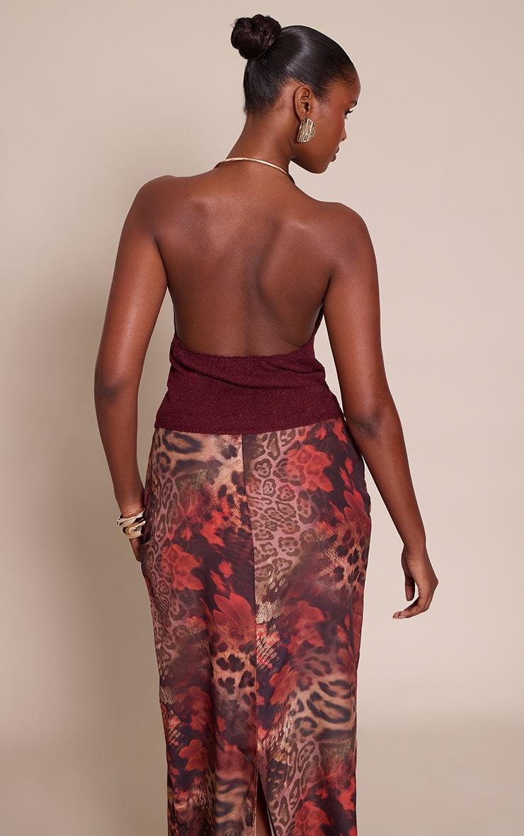 Pretty Little Thing Burgundy Gold Cuff Detail Knitted Top