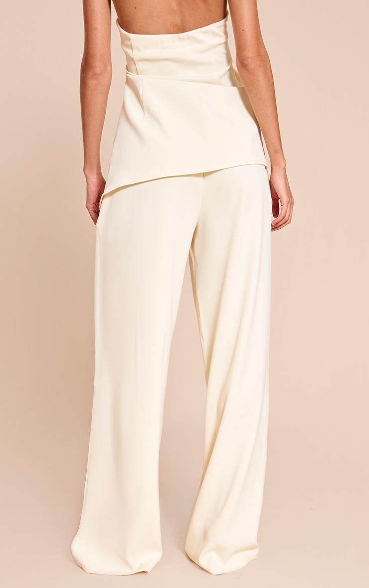 Pretty Little Thing Butter Cream Woven Tailored Straight Leg Pant