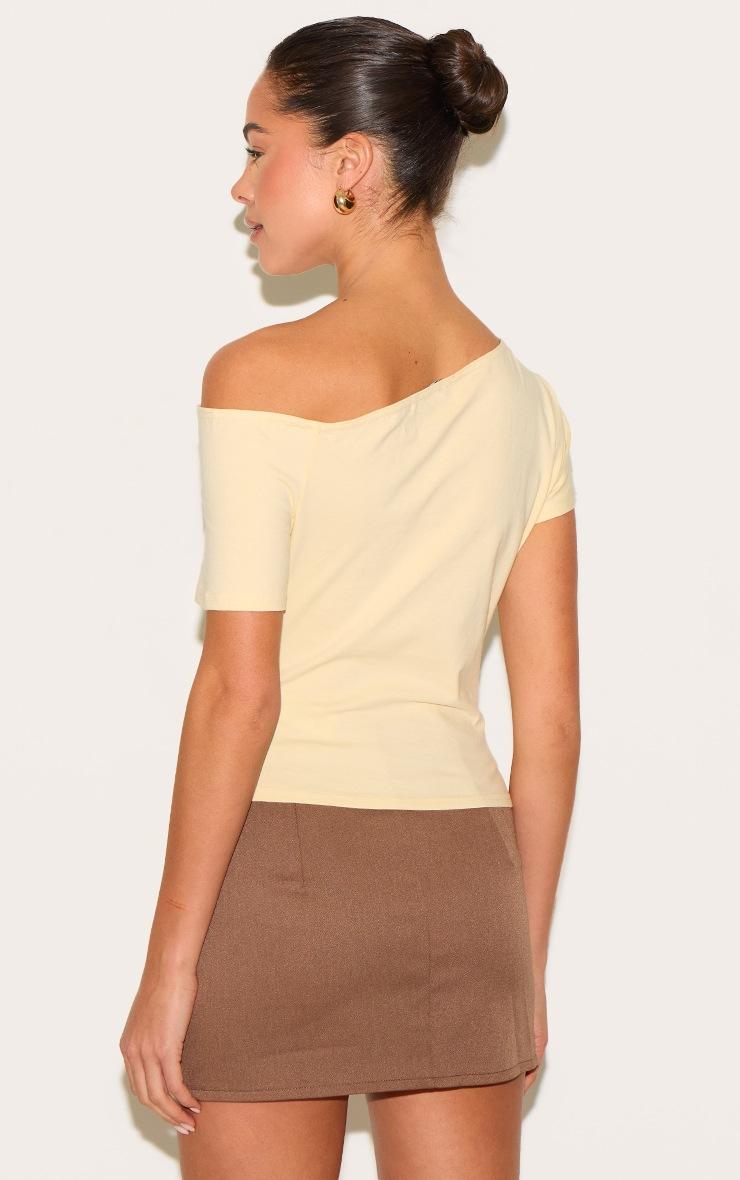 Pretty Little Thing Butter Yellow Cotton Off Shoulder Drape Longline Top