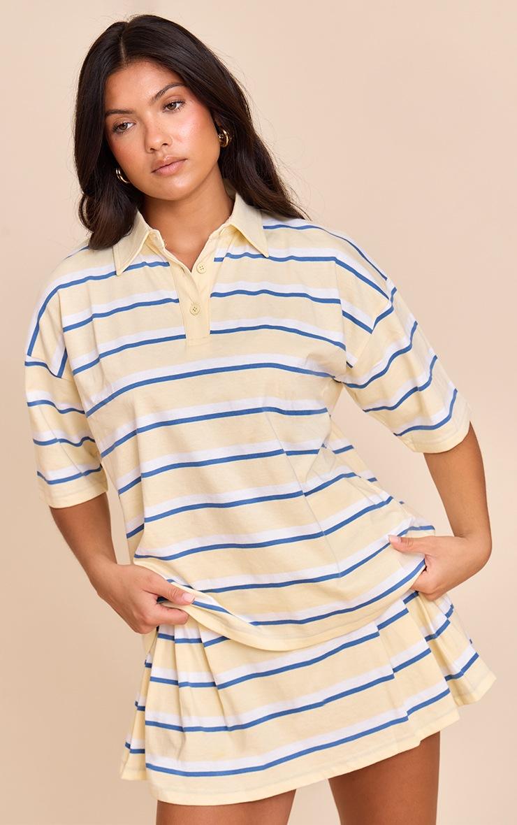 Pretty Little Thing Butter Yellow Striped Pleated Mini Tennis Skort