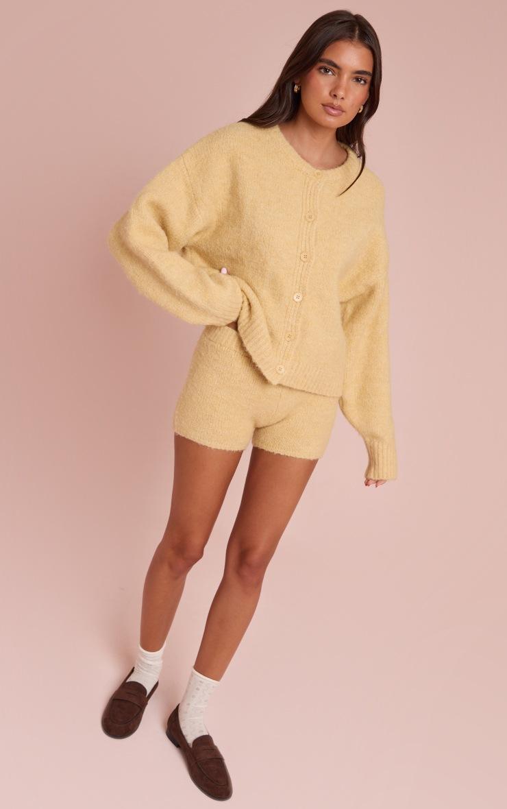 Pretty Little Thing Buttercream Brushed Oversized Detail Round Neck Cardigan
