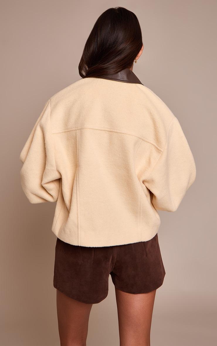 Pretty Little Thing Buttercream PU Collar Zip Up Jacket