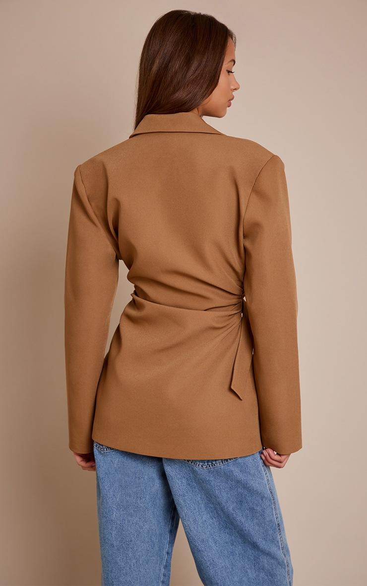 Pretty Little Thing Camel Belted Trim Detail Blazer