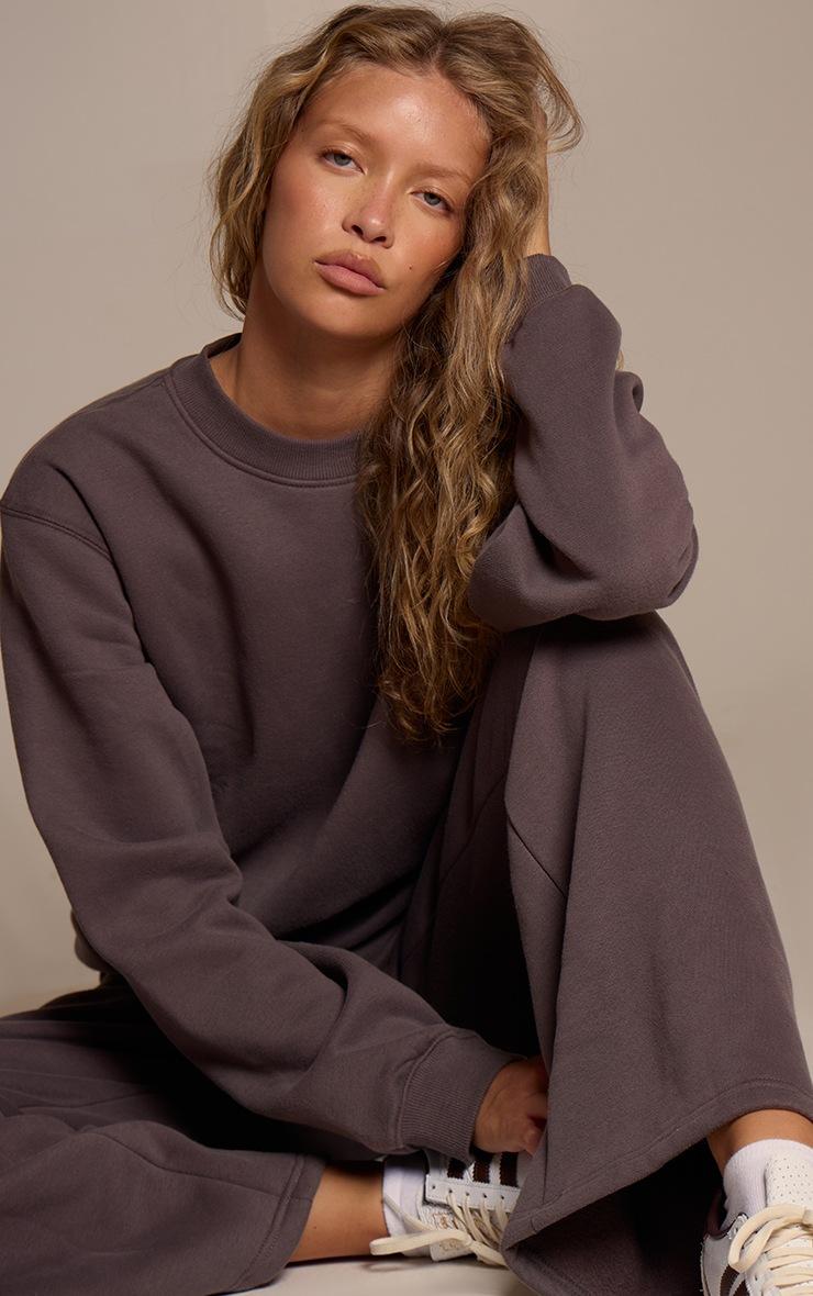 Pretty Little Thing Charcoal Cotton Fleece Pullover Sweatshirt