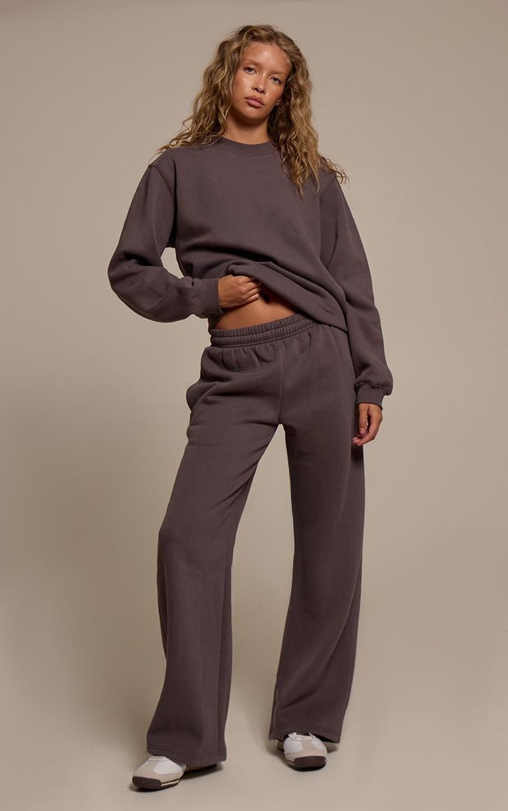Pretty Little Thing Charcoal Cotton Fleece Straight Leg Sweatpants