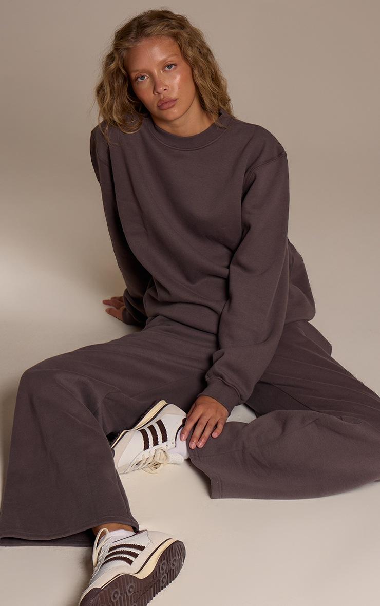 Pretty Little Thing Charcoal Cotton Fleece Straight Leg Sweatpants