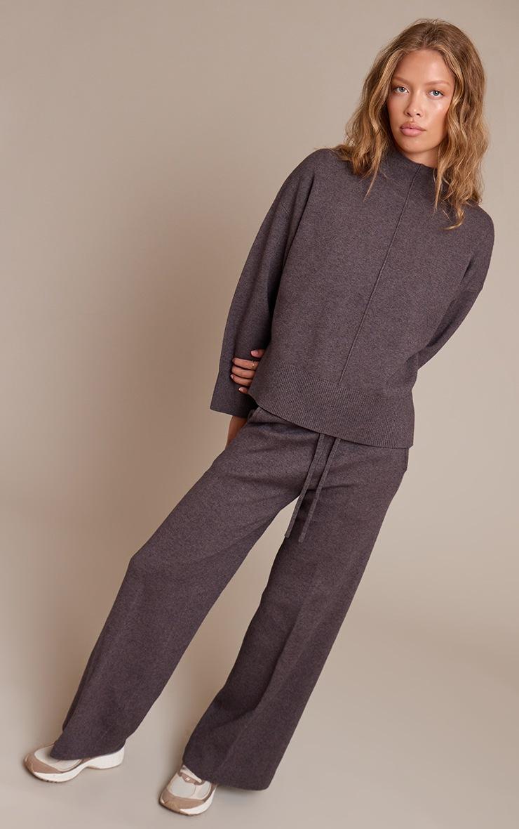 Pretty Little Thing Charcoal Drawstring Wide Leg Knitted Pants