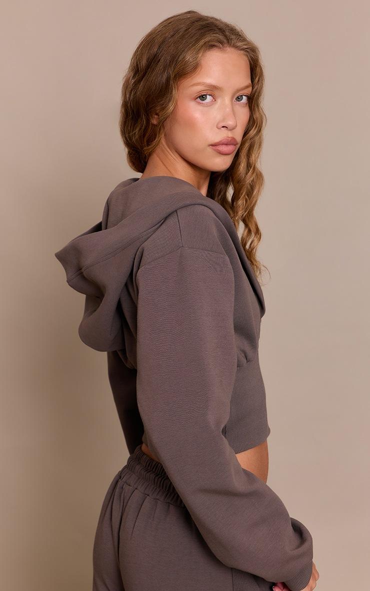 Pretty Little Thing Charcoal Embroidered Interlock Cinch Waist Zip Hoodie