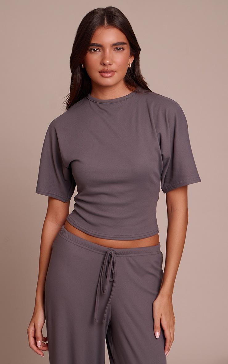 Pretty Little Thing Charcoal Grey Soft Touch Boxy T Shirt