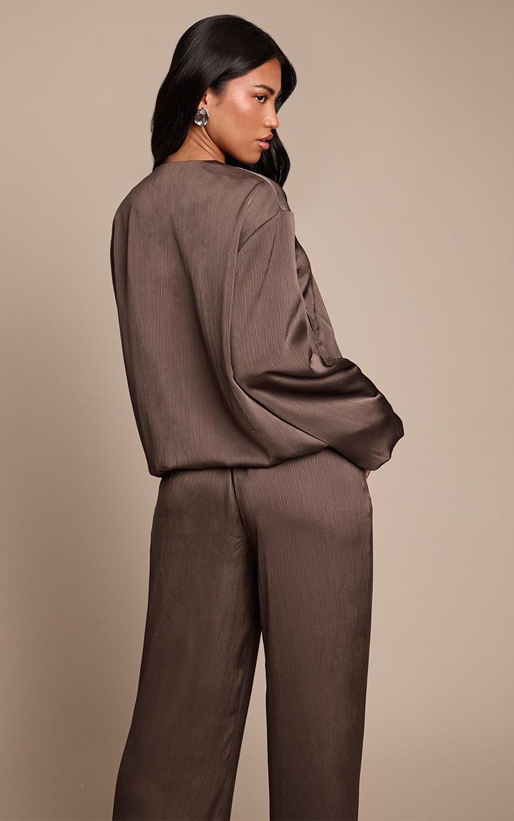 Pretty Little Thing Charcoal Grey Textured Satin High Neck Jacket