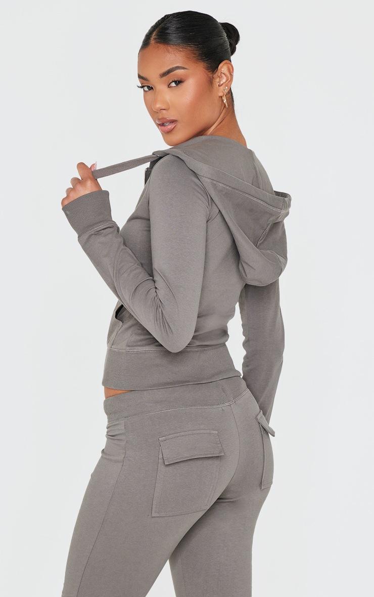 Pretty Little Thing Charcoal Zip Up Fitted Track Top