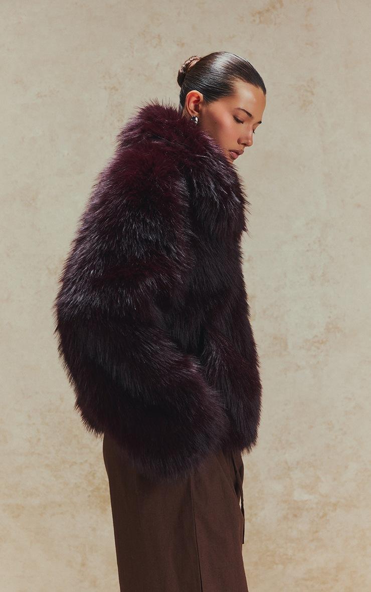 Pretty Little Thing Cherry Red Oversized Collar Faux Fur Coat