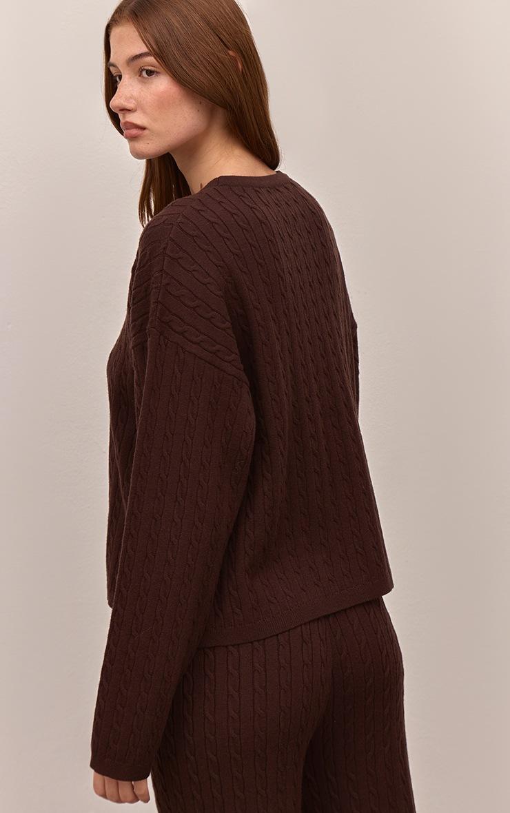 Pretty Little Thing Chocolate Baby Cable Knit Oversized Sweater