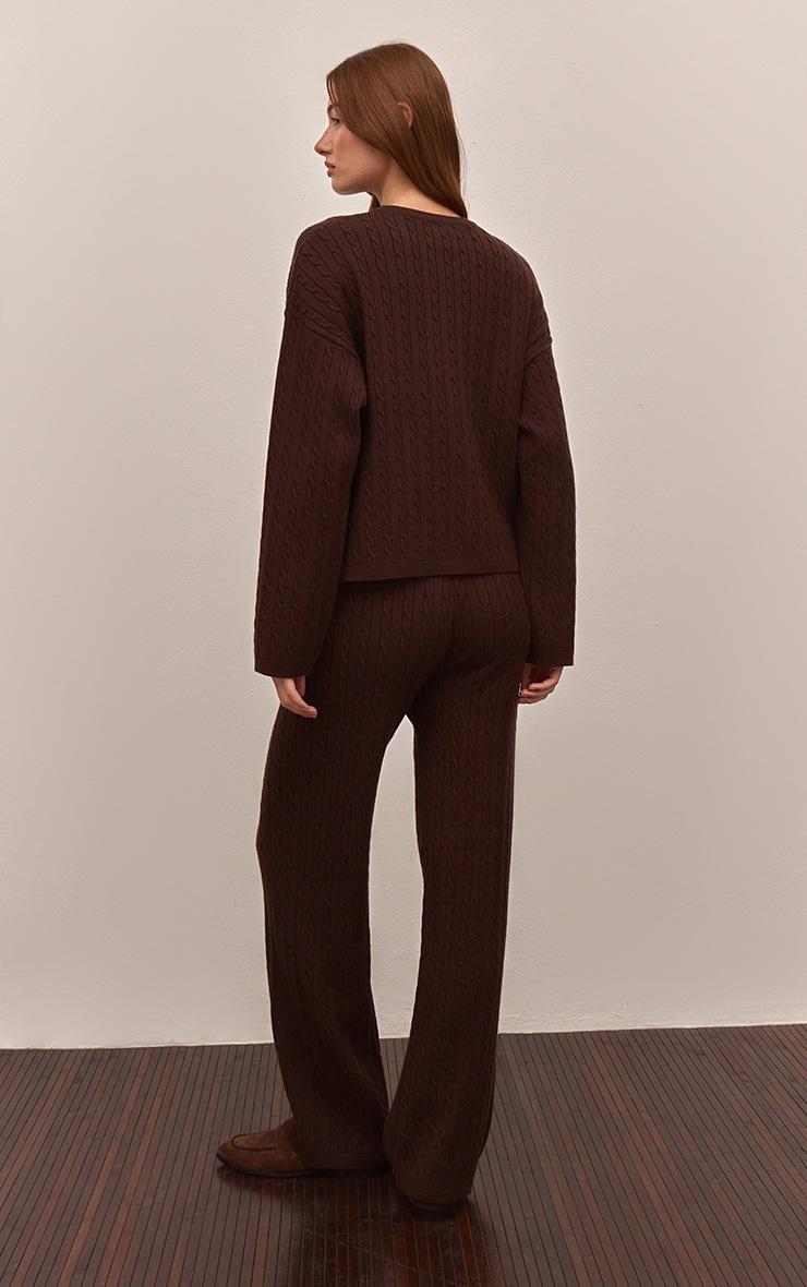 Pretty Little Thing Chocolate Baby Cable Knit Wide Leg Pants