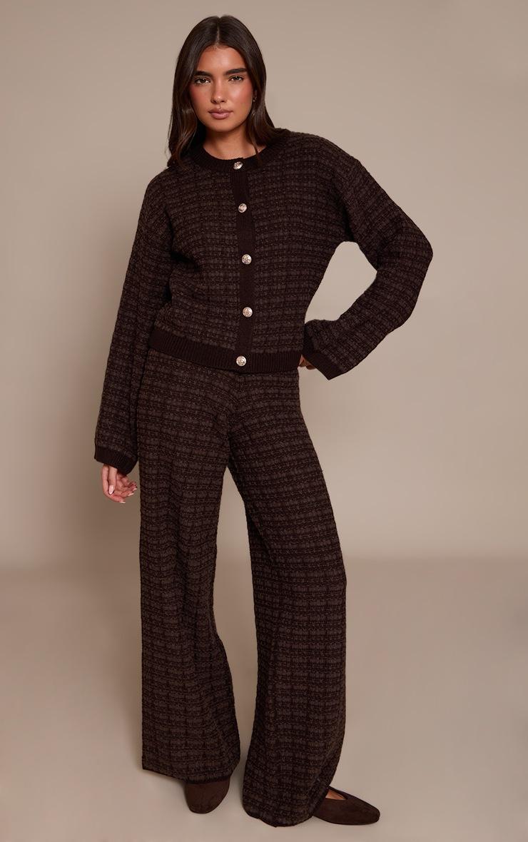 Pretty Little Thing Chocolate Boucle Knitted Button Up Cardigan