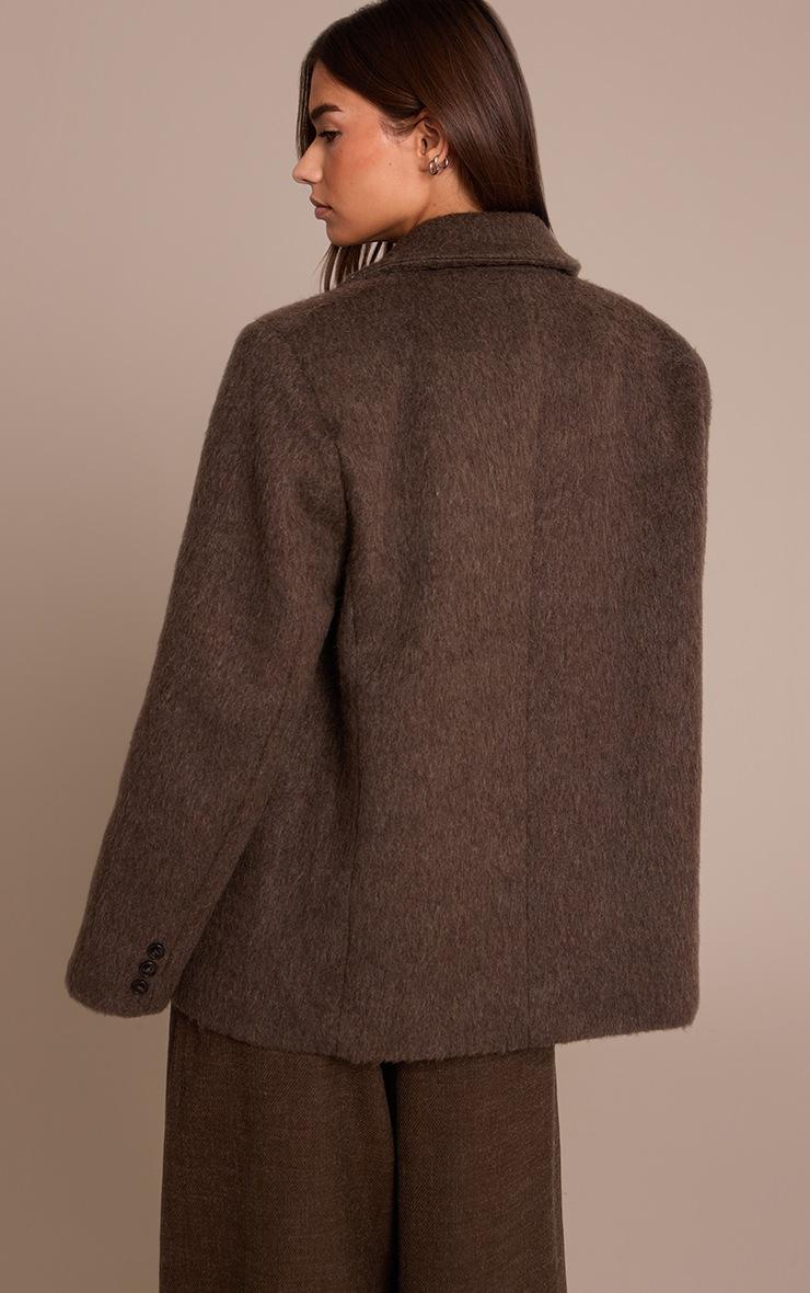 Pretty Little Thing Chocolate Brushed Wool Look Oversized Blazer