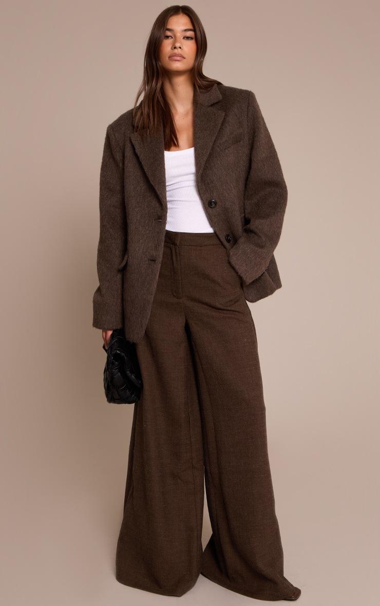 Pretty Little Thing Chocolate Brushed Wool Look Oversized Blazer