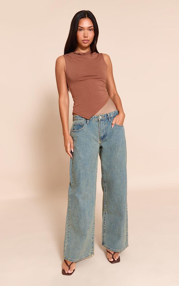 Pretty Little Thing Chocolate Contour Jersey Asymmetric Boat Neck Top