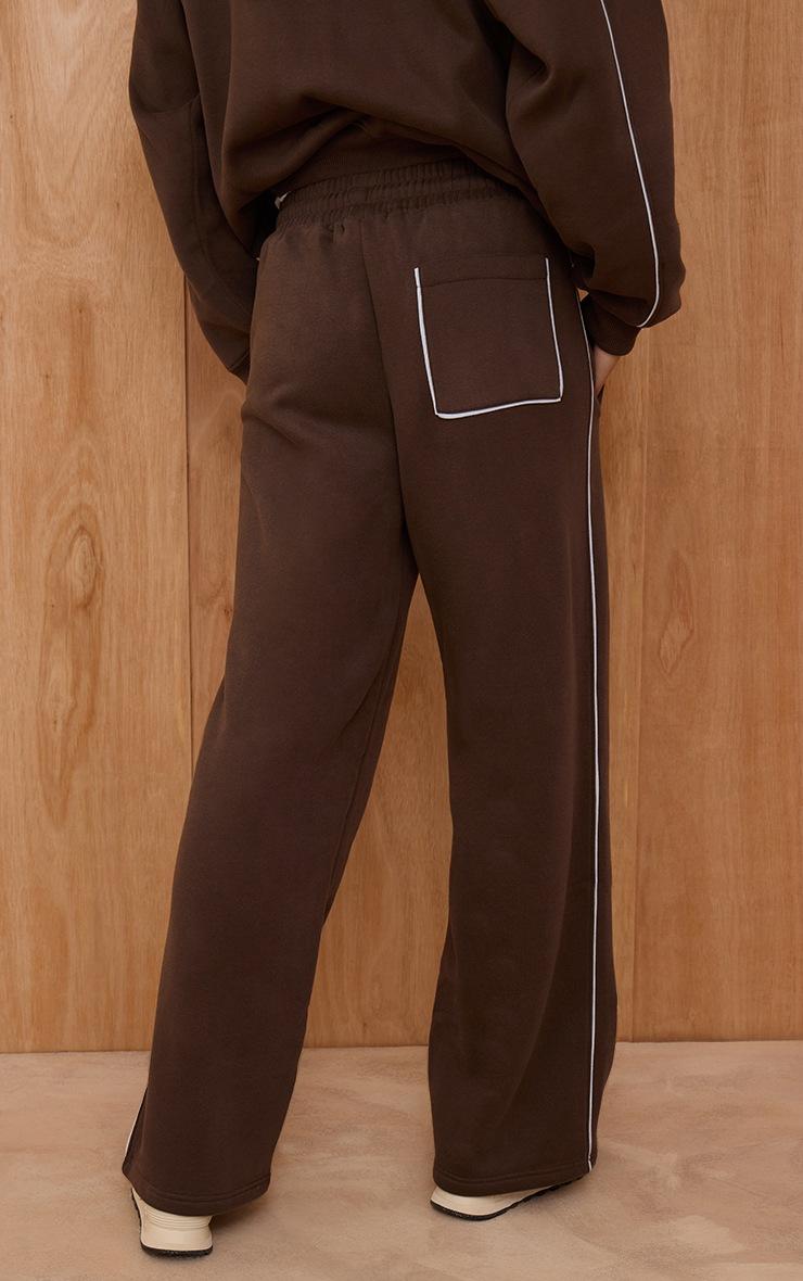 Pretty Little Thing Chocolate Contrast Seam Drawcord Straight Leg Sweatpant