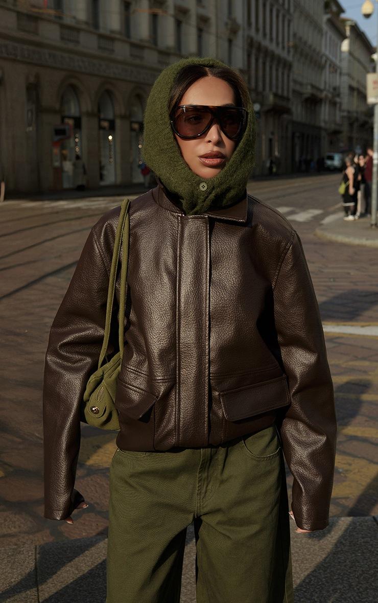Pretty Little Thing Chocolate Faux Leather Oversized Jacket Pretty Little Thing Chocolate Faux Leather Oversized Jacket