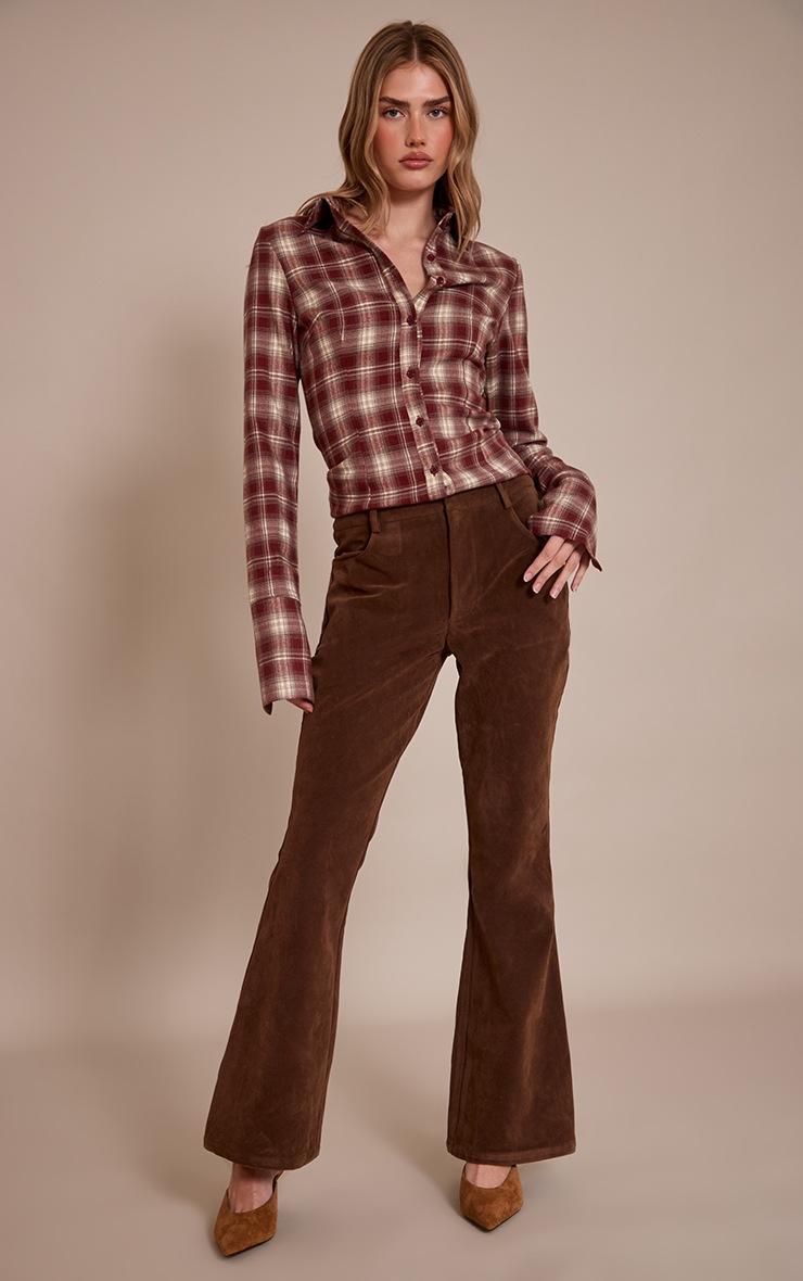 Pretty Little Thing Chocolate Faux Suede Flared Pants