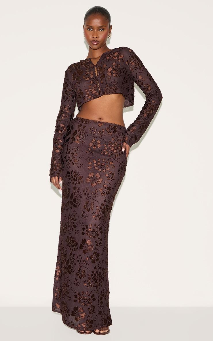 Pretty Little Thing Chocolate Floral Button Cropped Top