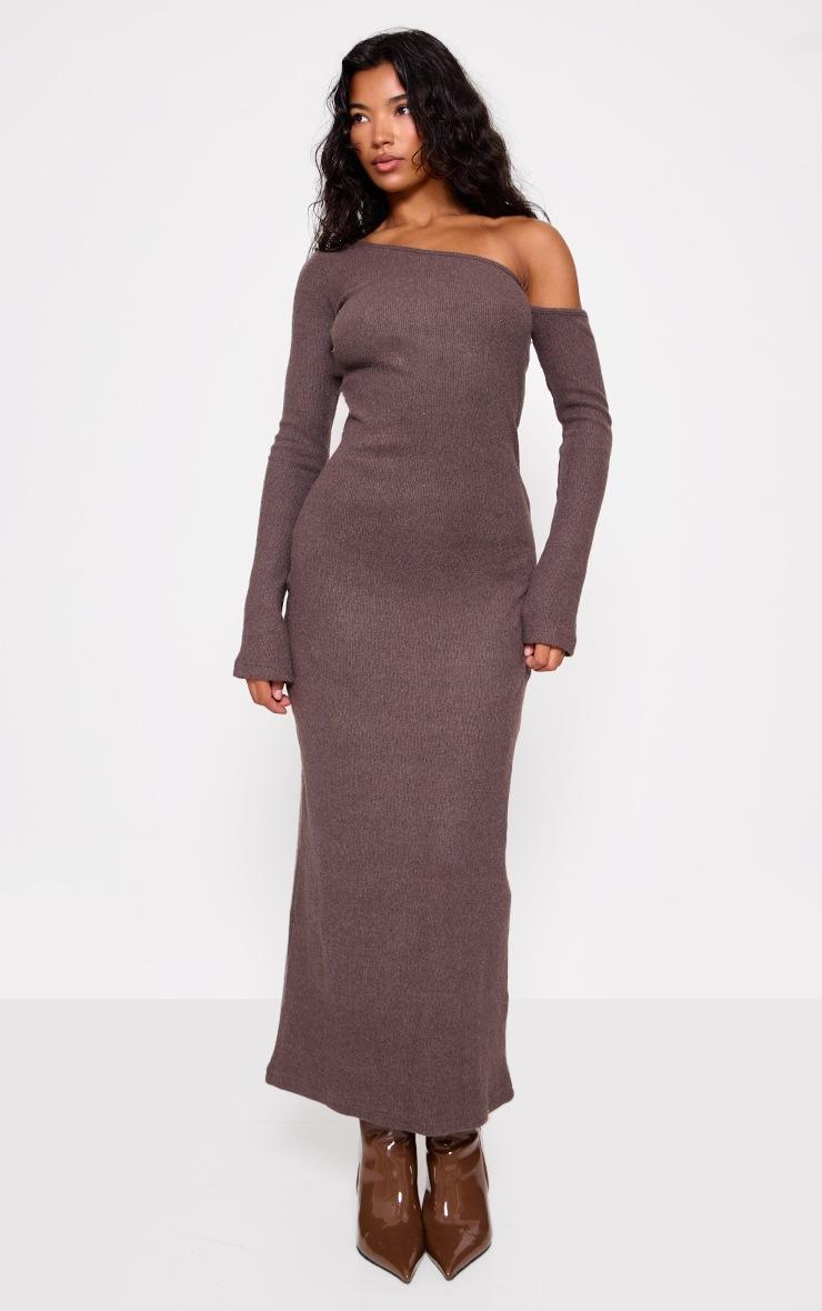 Pretty Little Thing Chocolate Heavy Brushed Asymmetric Maxi Dress