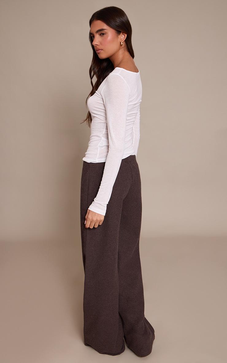 Pretty Little Thing Chocolate Heavy Rib Wide Leg Pant