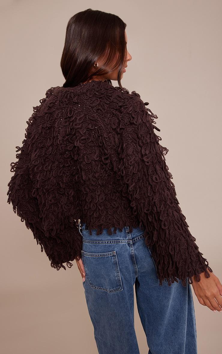 Pretty Little Thing Chocolate Loop Knit Oversized Cardigan