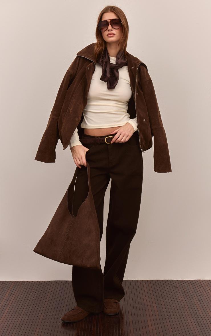 Pretty Little Thing Chocolate Mid Rise Straight Leg Jeans