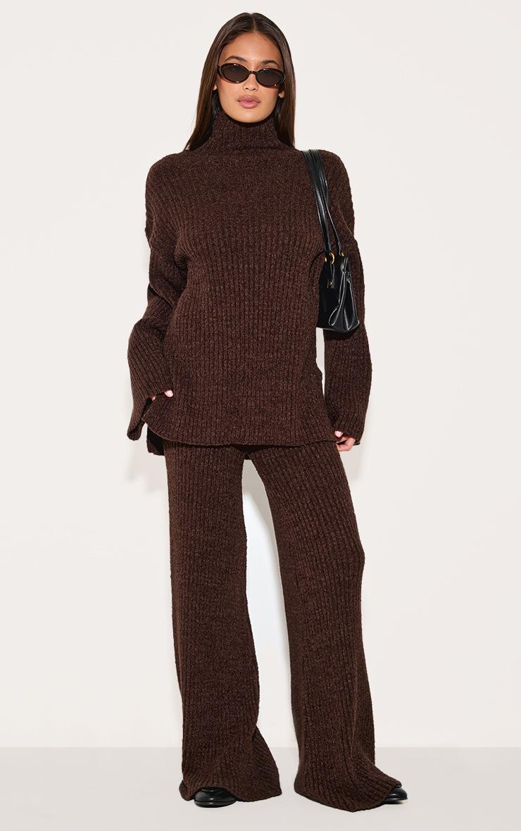 Pretty Little Thing Chocolate Rib Boucle Knit Oversized Sweater
