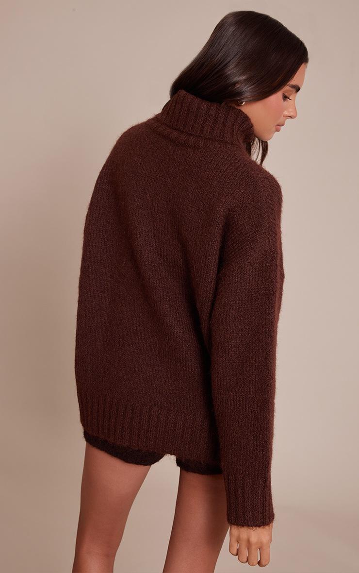 Pretty Little Thing Chocolate Roll Neck Balloon Sleeve Oversized Sweater