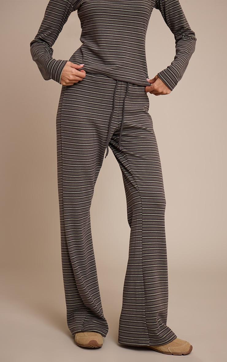 Pretty Little Thing Chocolate Soft Fleece Pinstripe Skinny Flare Pant
