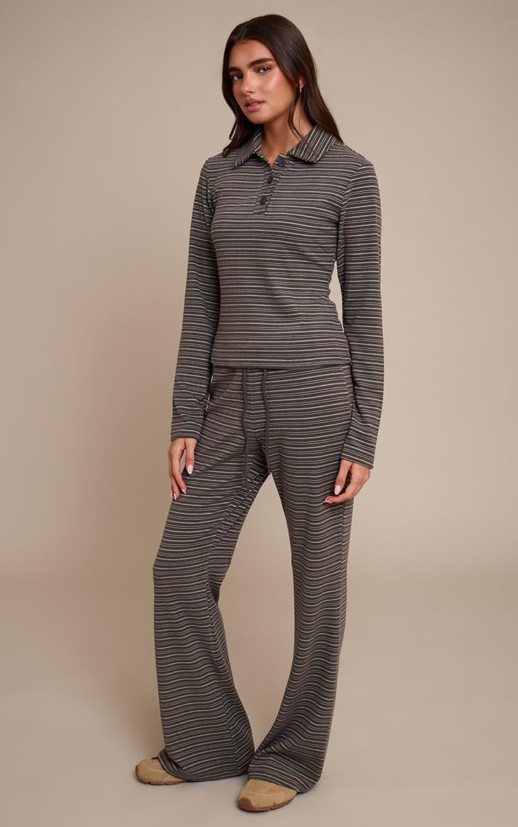 Pretty Little Thing Chocolate Soft Fleece Pinstripe Skinny Flare Pant