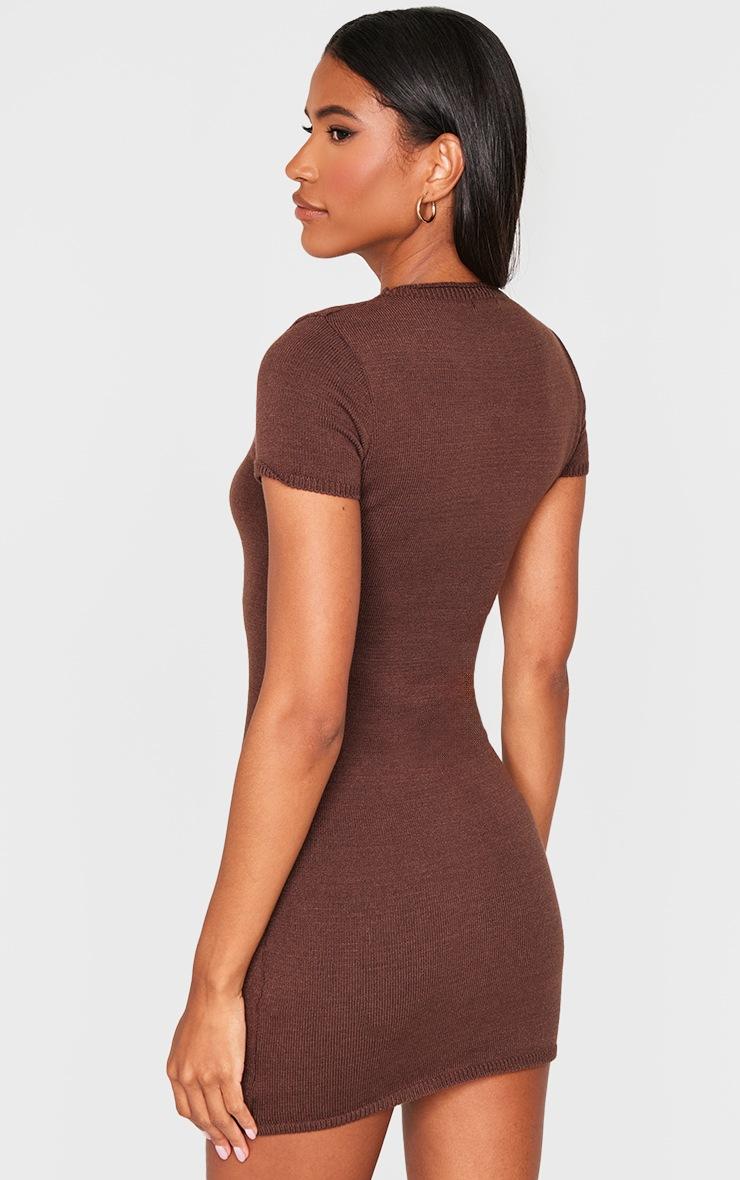 Pretty Little Thing Chocolate Soft Knit Button Through Mini Dress