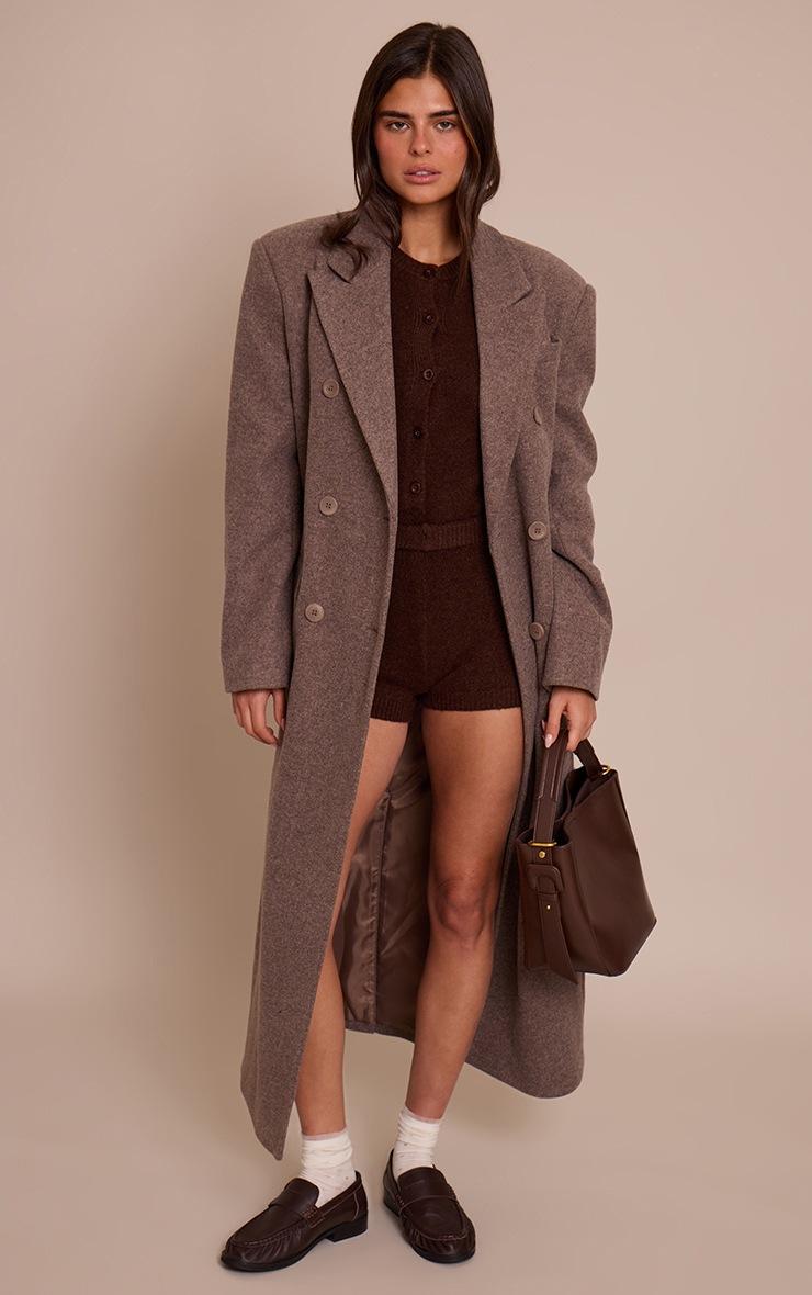 Pretty Little Thing Chocolate Soft Knit Button Up Bodysuit