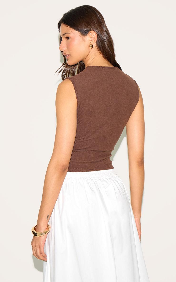 Pretty Little Thing Chocolate Soft Touch Rib Button Down Sleeveless Long Top
