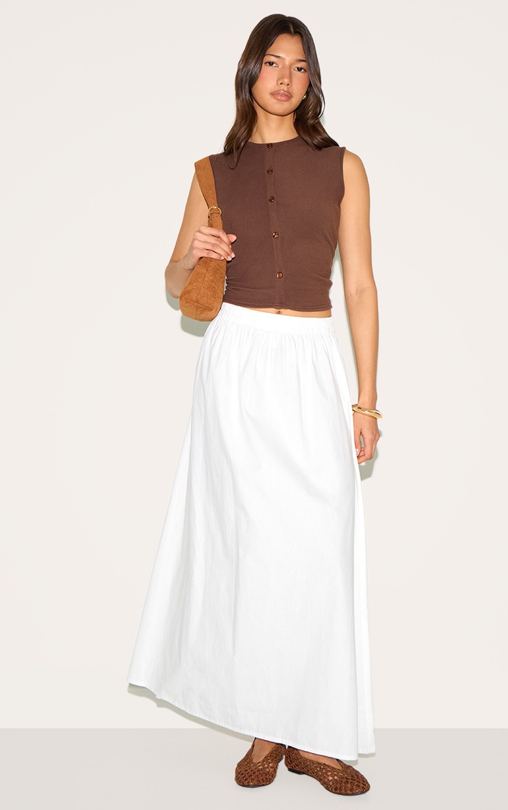 Pretty Little Thing Chocolate Soft Touch Rib Button Down Sleeveless Long Top